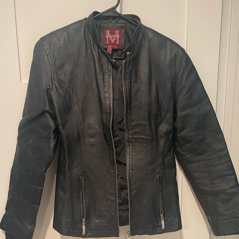 Maurices Black Leather Biker Jacket. Size L